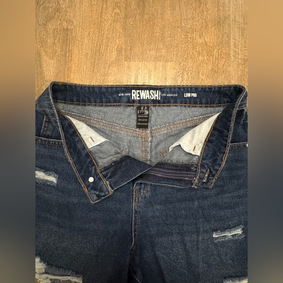 Rewash Dark Blue Distressed Jean Shorts - Picture 3 of 3